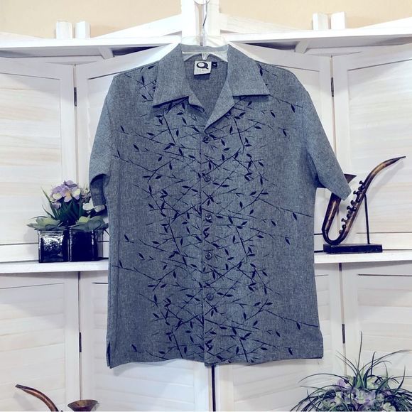 IQ Wear USA Other - Vintage Y2K IQ Wear USA gray leaf pattern print short sleeves dress shirt sz M